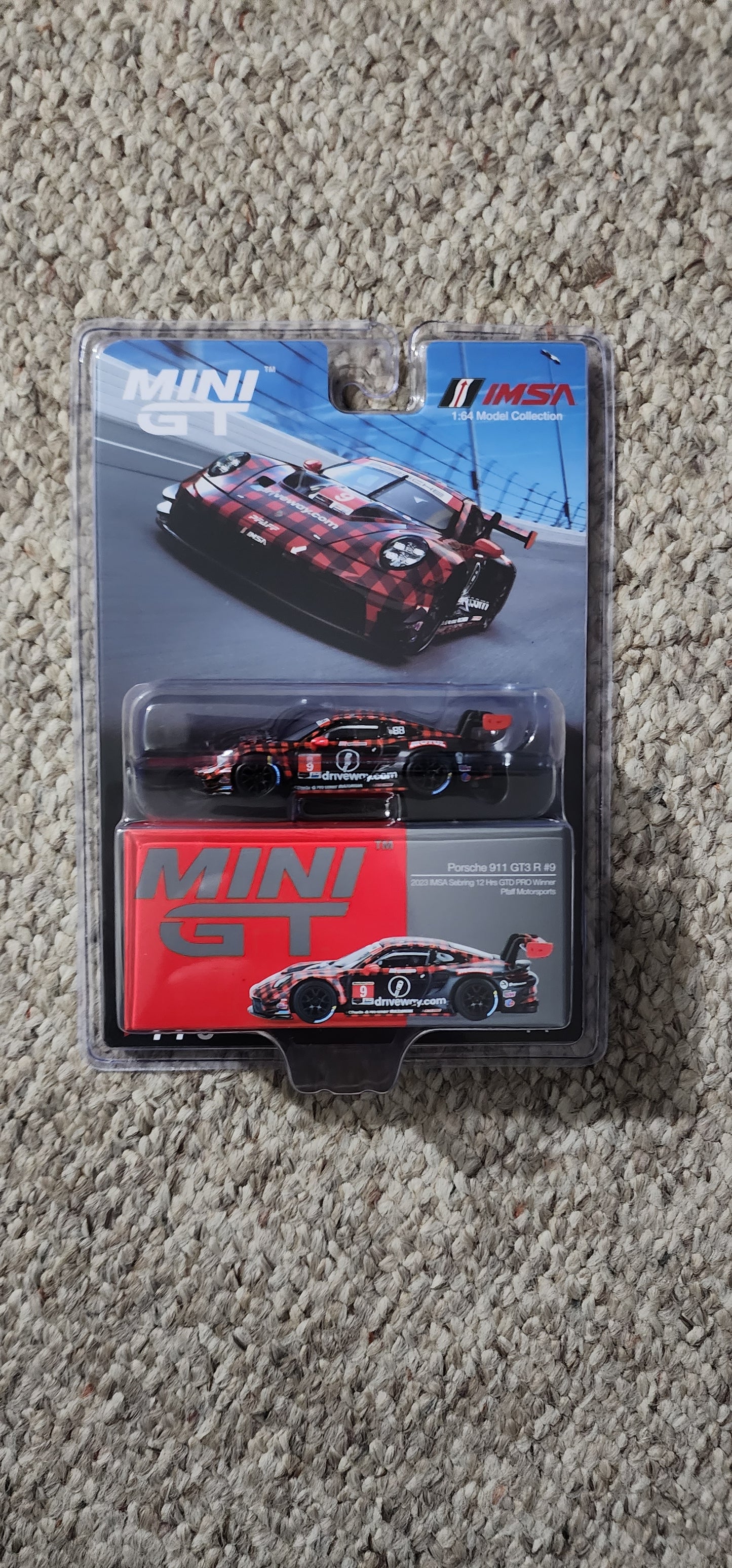 Mini GT 1:64 Porsche 911 GT3 R #9 GTD PRO Pfaff Motorsports IMSA 2023 Sebring 12 Hrs. Winner #770