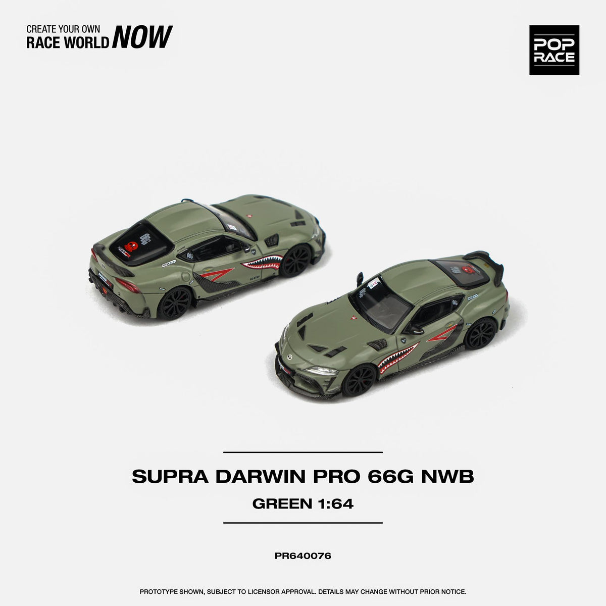 Pop Race 1:64 Toyota GR Supra DarwinPro 66G NWB in Green