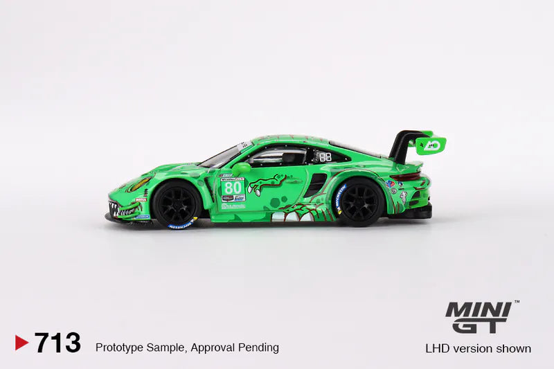 Mini-GT Porsche 911 GT3 R #80 GTD AO Racing Rexy 2023 IMSA Sebring 12 Hrs#713