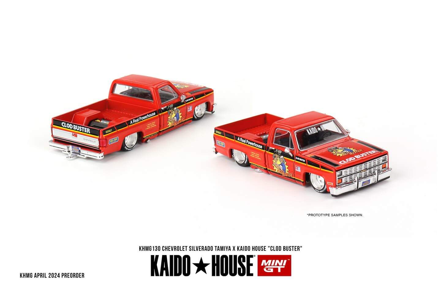 Kaido House x Mini GT 1:64 Chevrolet Silverado Tamiya x Kaido House ” CLOD BUSTER” – Orange