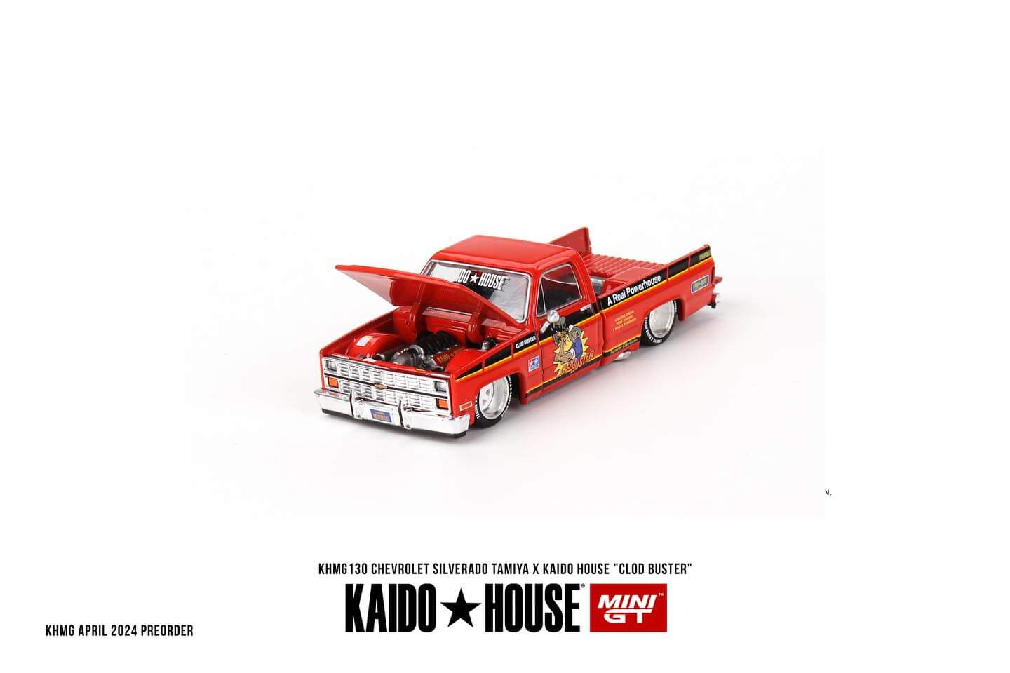 Kaido House x Mini GT 1:64 Chevrolet Silverado Tamiya x Kaido House ” CLOD BUSTER” – Orange