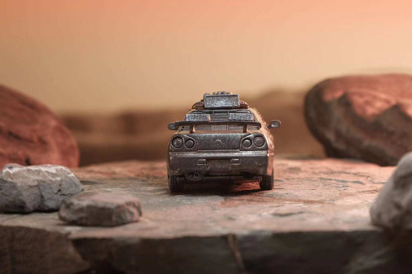 Stance Hunters Nissan Skyline R34 GT-R - Mad Max Doomsday Wasteland Style with Figure