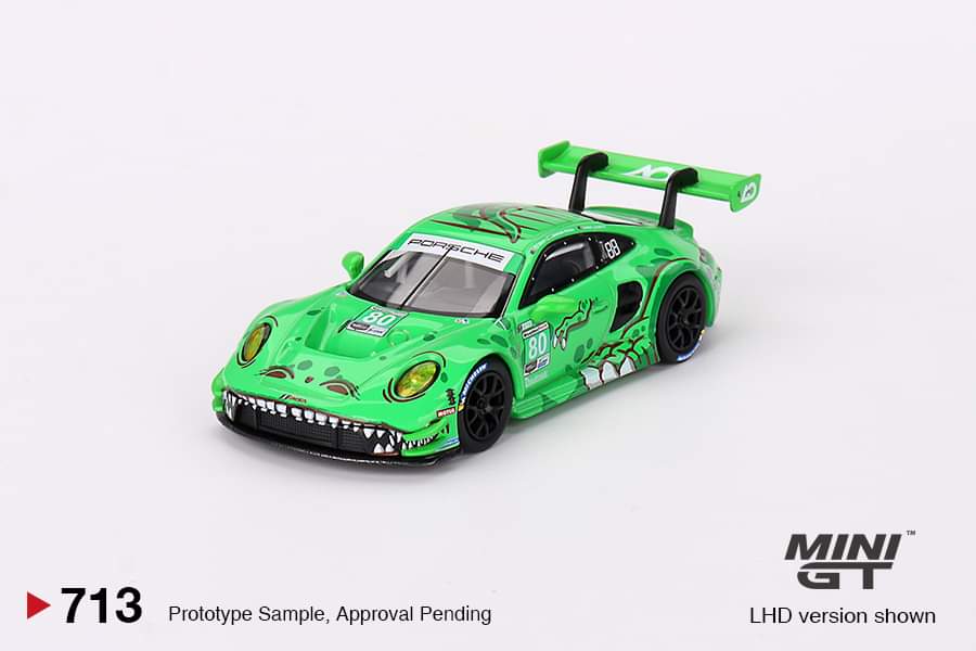 Mini-GT Porsche 911 GT3 R #80 GTD AO Racing Rexy 2023 IMSA Sebring 12 Hrs#713