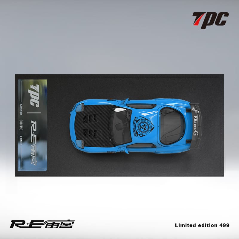 TPC 1/64 Mazda RX7 in Blue with Carbon Hood