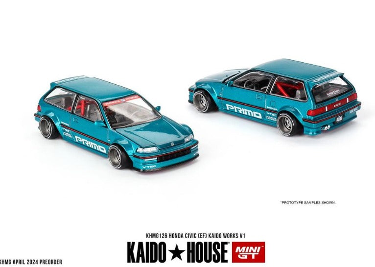 Kaido House x Mini GT 1:64 Honda Civic (EF) Kaido Works V1 – Tahitian Green