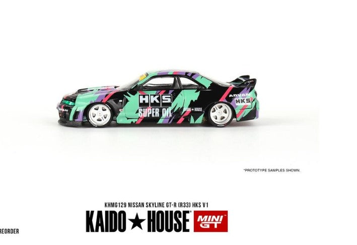 Kaido House x Mini GT 1:64 Nissan Skyline GT-R (R33) HKS V1 – Black Green