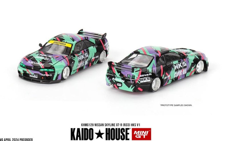 Kaido House x Mini GT 1:64 Nissan Skyline GT-R (R33) HKS V1 – Black Green