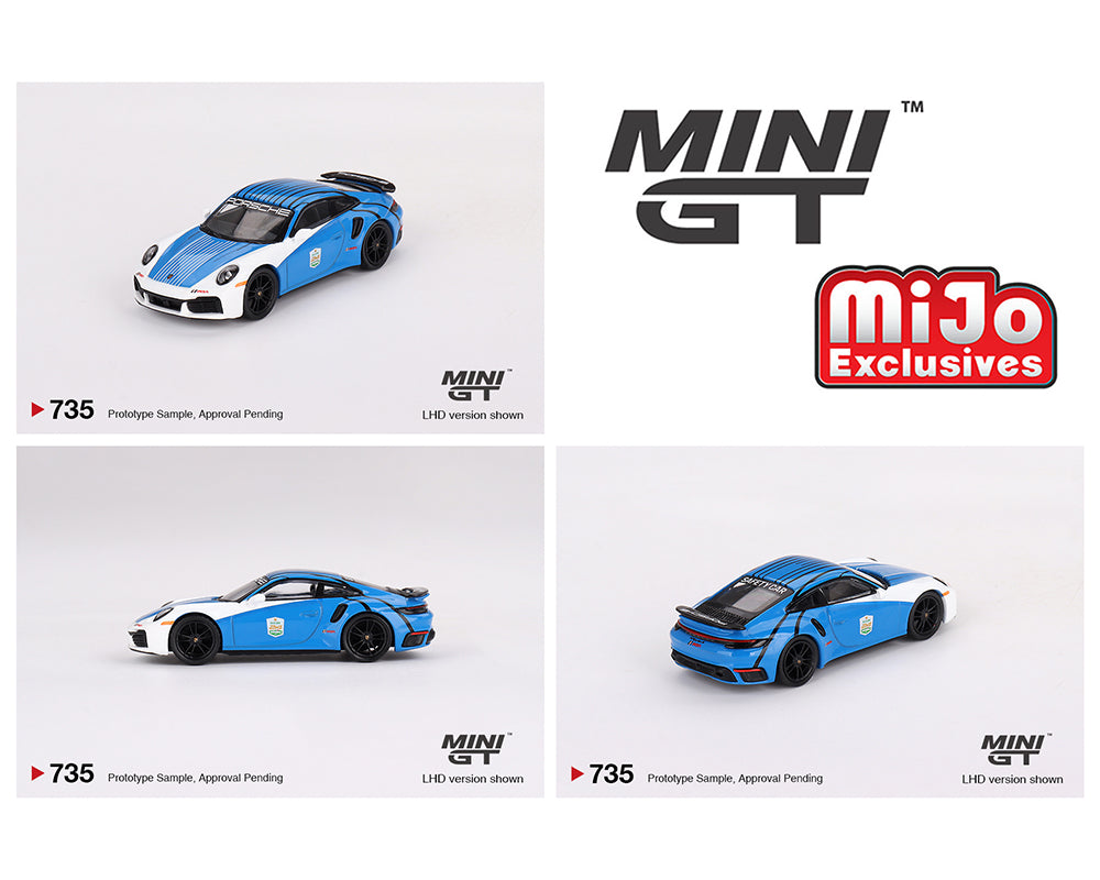 Mini GT 1:64 Porsche 911 Turbo S Safety Car 2023 IMSA Daytona 24 Hours in Blue