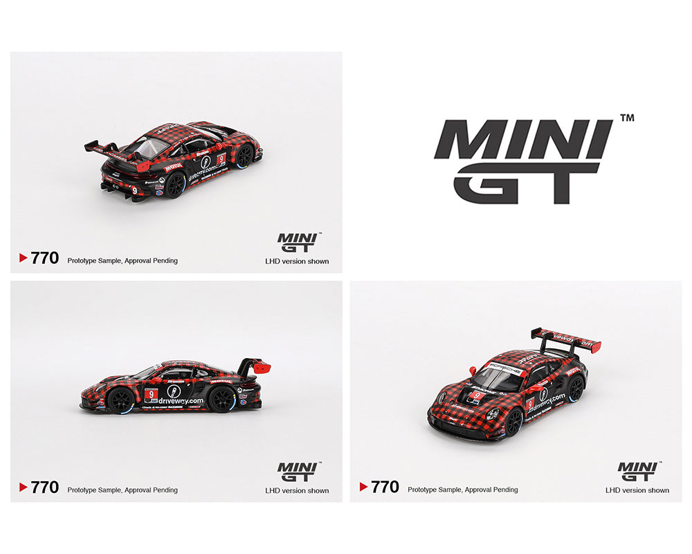 Mini GT 1:64 Porsche 911 GT3 R #9 GTD PRO Pfaff Motorsports IMSA 2023 Sebring 12 Hrs. Winner #770
