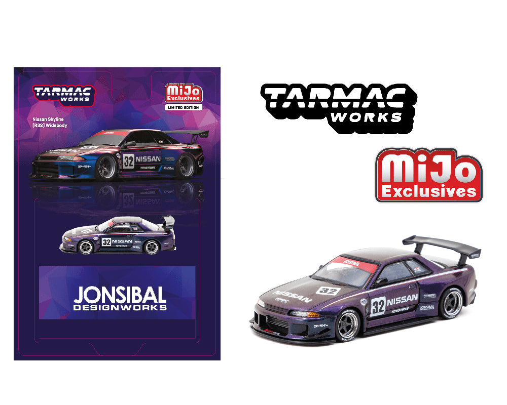 Tarmac Works 1:64 Nissan Skyline (R32) Widebody Jonsibal – Midnight purple- MiJo Exclusives