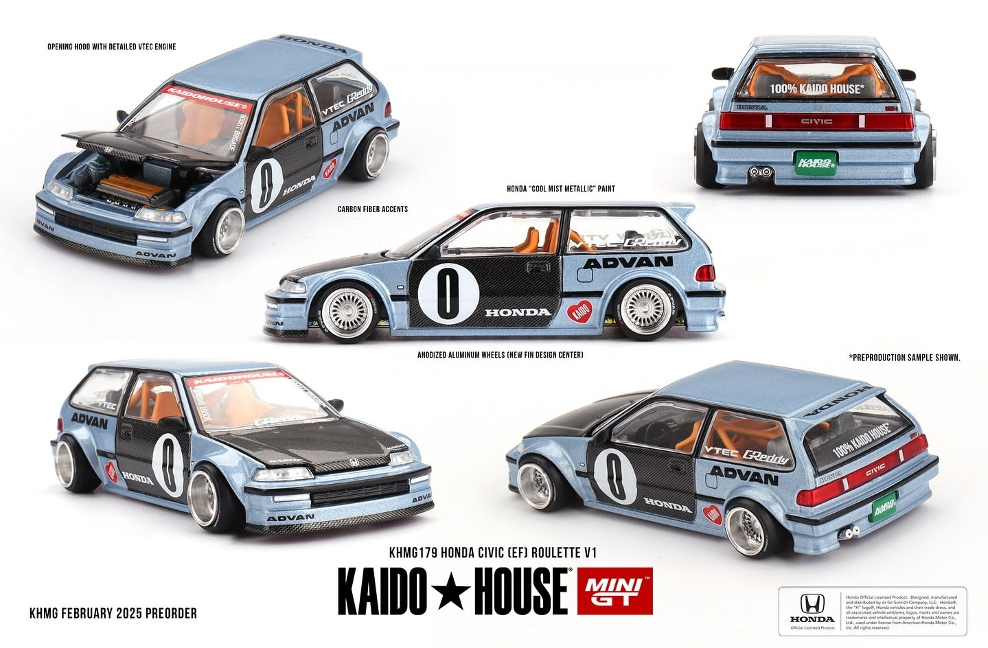 Kaido House x Mini GT 1:64 Honda Civic (EF) ROULETTE V1 KHMG179