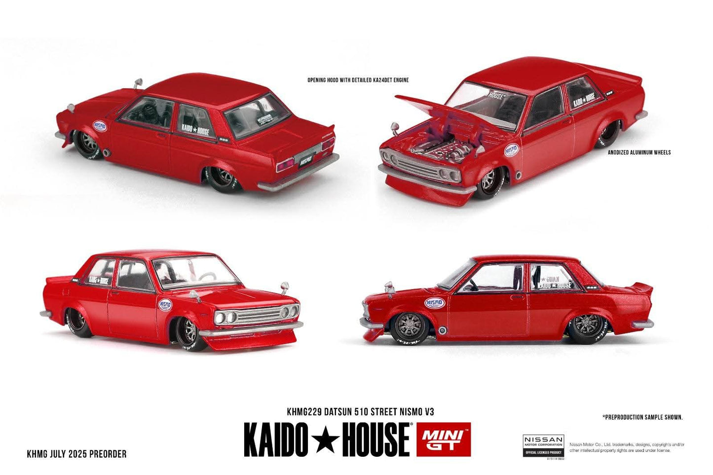 Kaido House x Mini GT 1:64 Datsun 510 Street Nismo V3 – Red