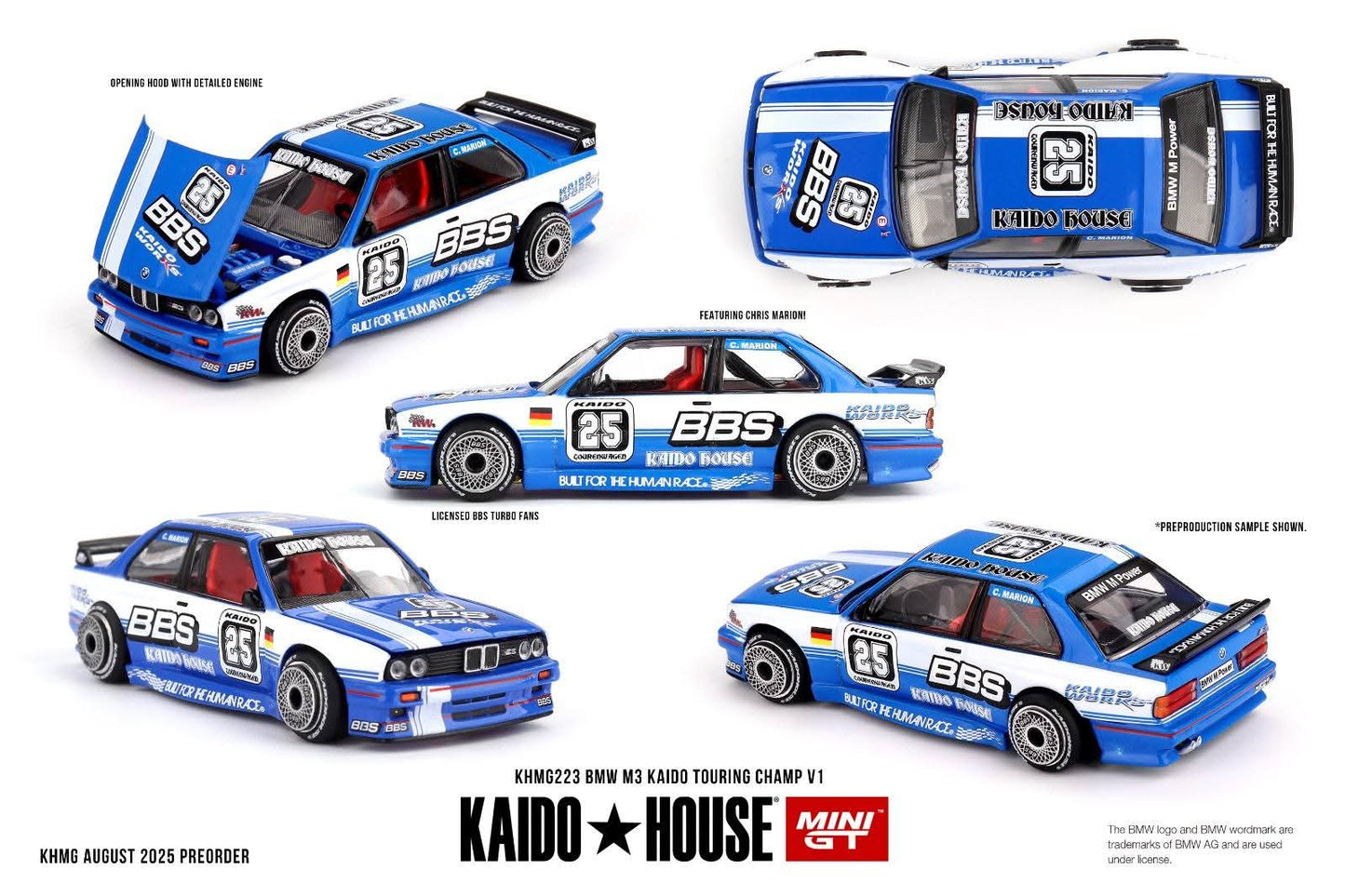 Kaido House x Mini GT BMW M3 Kaido Touring Champ V1 – Blue/White