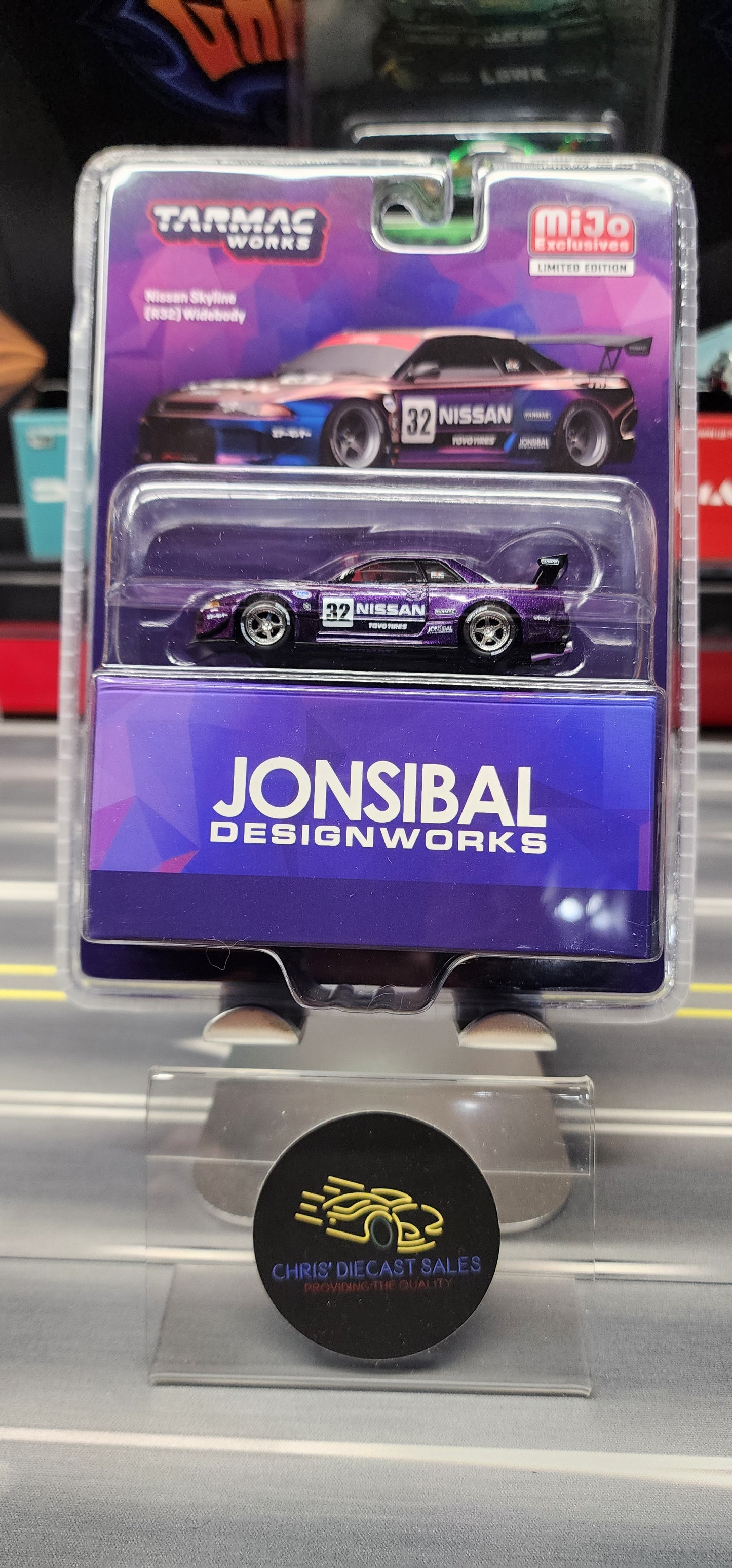 Tarmac Works 1:64 Nissan Skyline (R32) Widebody Jonsibal – Midnight purple- MiJo Exclusives