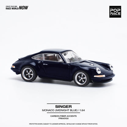 [Pre-Order] Pop Race 1/64 Porsche Singer Monaco in Midnight Blue