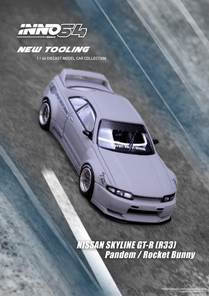 [Pre-Order] Inno64 Nissan Skyline GT-R R33 "Pandem / Rocket Bunny" Widebody in Cement Grey Matte