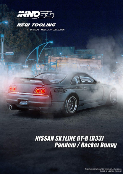 [Pre-Order] Inno64 Nissan Skyline GT-R R33 "Pandem / Rocket Bunny" Widebody in Cement Grey Matte