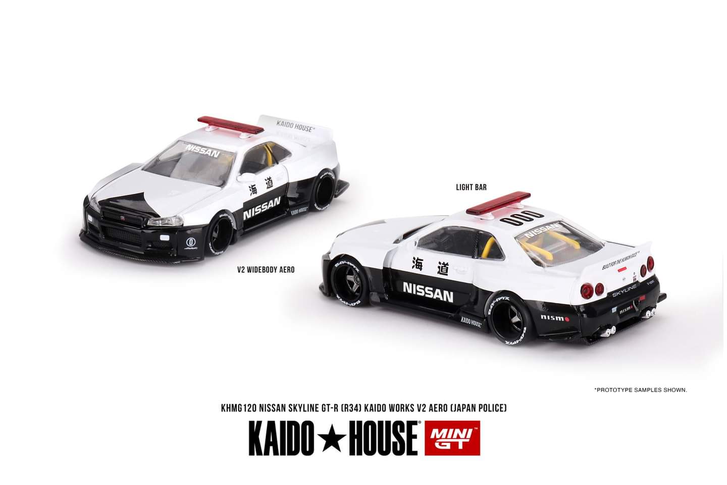 [Pre-Order] Kaido House x Mini GT 1:64 Nissan Skyline GT-R R34 Kaido Works (V2 Aero) Police