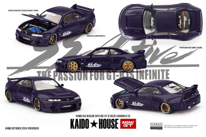 [Pre-Order] Kaido House x Mini GT 1:64 Nissan Skyline GT-R (R33) Active Carbon R V2 – Purple Carbon