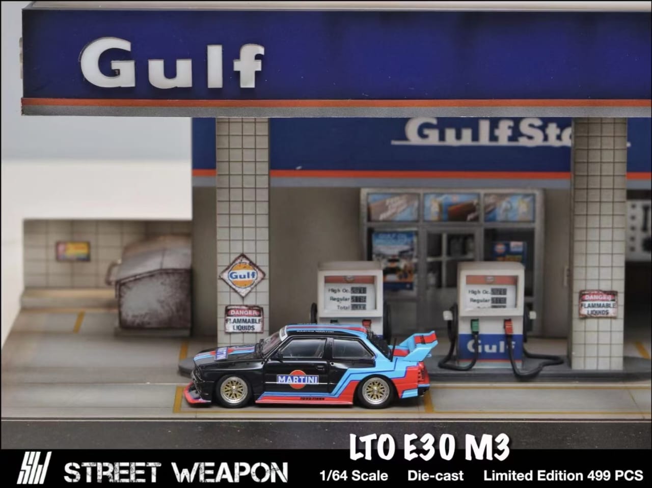 [Pre-Order] Street Weapon BMW M3 E30 LTO in GULF / MARTINI BLACK Livery 1:64 Limited to 499 Pcs Each