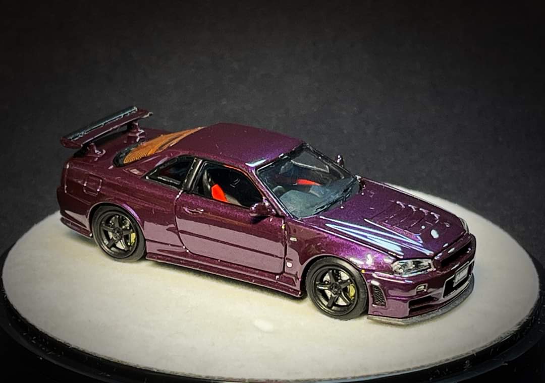 PGM x One Model Nissan R34 Z Tune Midnight Puprle Fully Opened-Diecast **Opened**
