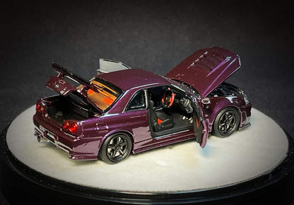 PGM x One Model Nissan R34 Z Tune Midnight Puprle Fully Opened-Diecast **Opened**