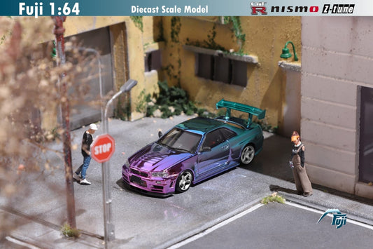 [Pre-Order] Fuji Nissan Skyline GT-R R34 Nismo Z-Tune High Wing in Purple Chrome