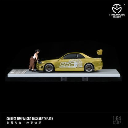 [Pre-Order] TimeMicro Nissan GTR R34 Dark Gold with BBS Livery