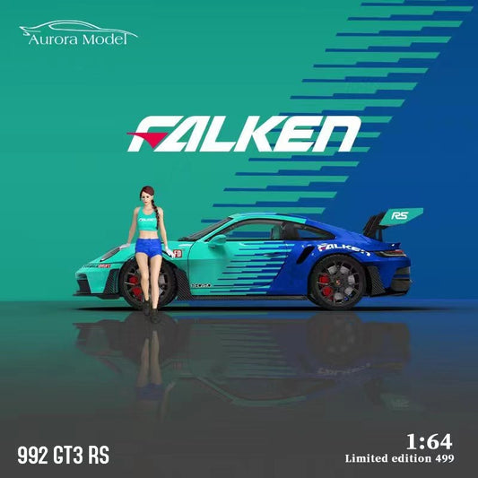 [Pre-Order] Aurora Porsche 992 GT3 RS Falken Livery with Figure