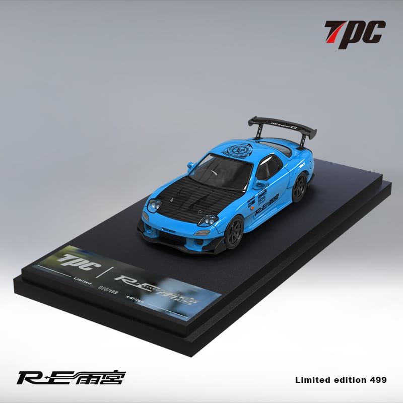 [Pre-Order] TPC 1/64 Mazda RX7 in Blue with Carbon Hood