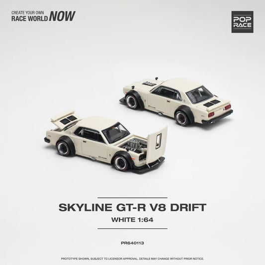 [Pre-Order] Pop Race Nissan Skyline GT-R V8 Drift in White