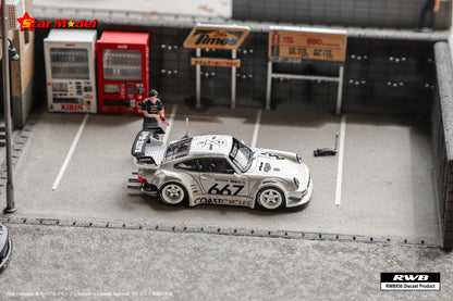 Star Model Porsche RWB 930 GT Wing in CoastCycles white #667 with Figurine