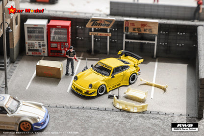 Star Model Porsche RWB 930 GT Wing in Valkyrie in Yellow with Figurine