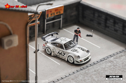 Star Model Porsche RWB 930 GT Wing in CoastCycles white #667 with Figurine