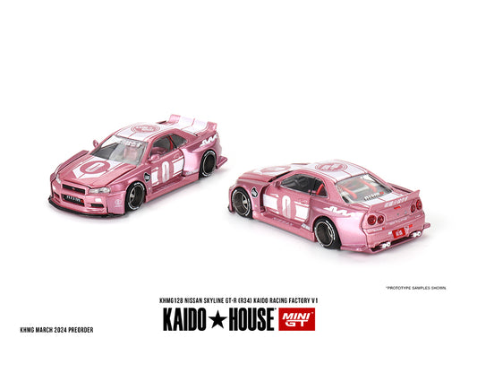 [Pre-Order] Kaido House x Mini GT 1:64 Nissan Skyline GT-R (R34) Kaido Racing Factory V1 – Pink