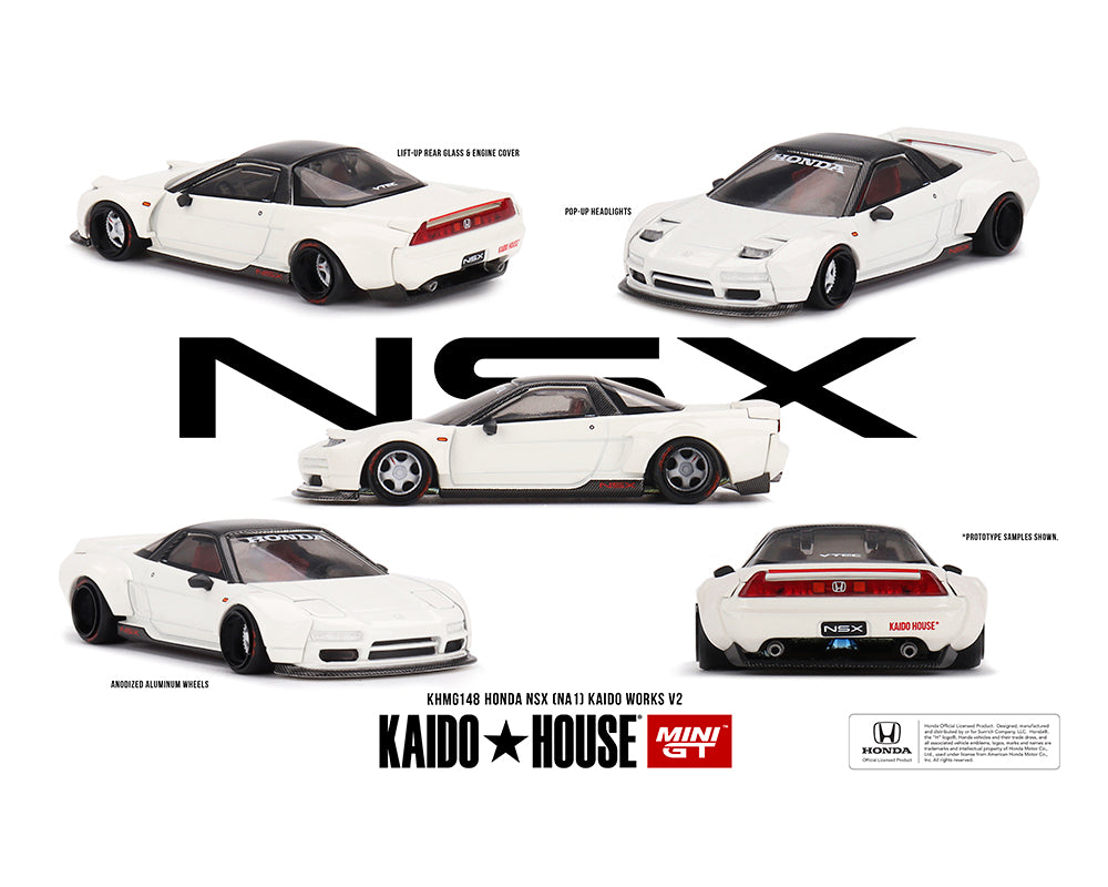 Kaido House x Mini GT 1:64 Honda NSX (NA1) Kaido WORKS V2 – White KHMG148