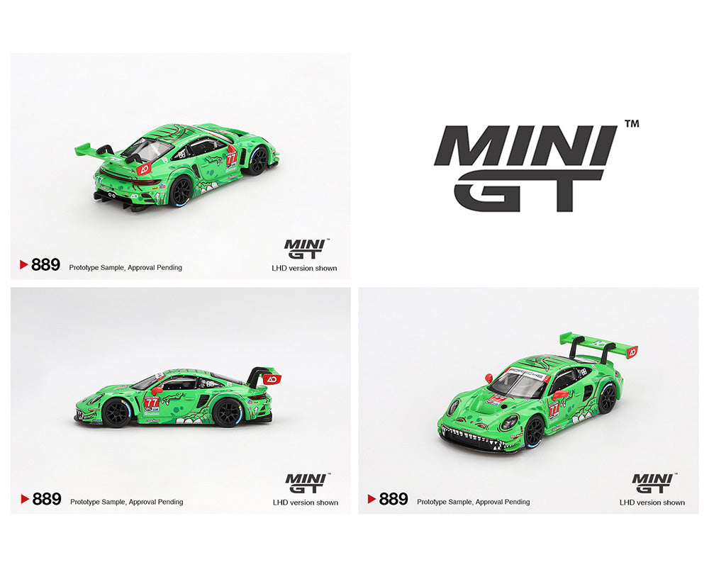 [Pre-Order] Mini GT 1:64 Porsche 911 GT3 R #77 AO Racing Rexy 2024 IMSA Daytona 24 Hrs GTD Pro 2nd Place #889