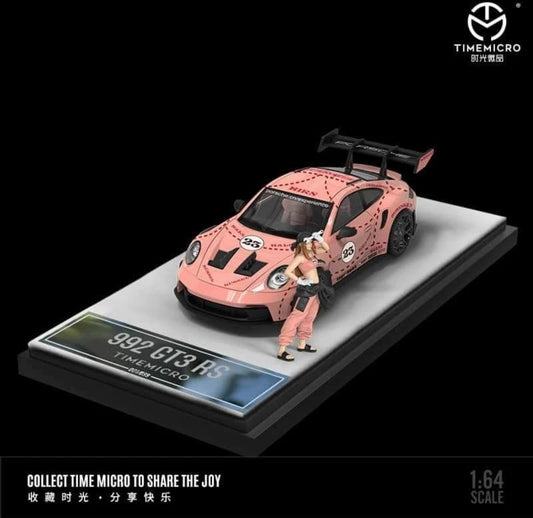 TimeMicro Porsche 992 GT3 RS w/ Figure in Pink Pig Livery
