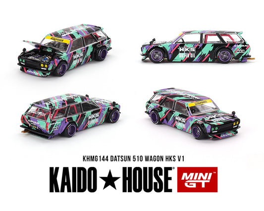 [Pre-Order] Kaido House x Mini GT 1:64 Datsun KAIDO 510 Wagon HKS V1 – Oil Splash Pattern