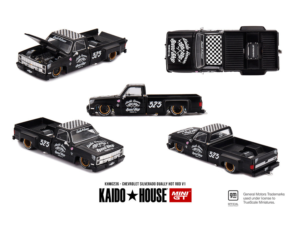[Pre-Order] Kaido House x Mini GT Chevrolet Silverado Dually Hot Rod V1 – Flat Black
