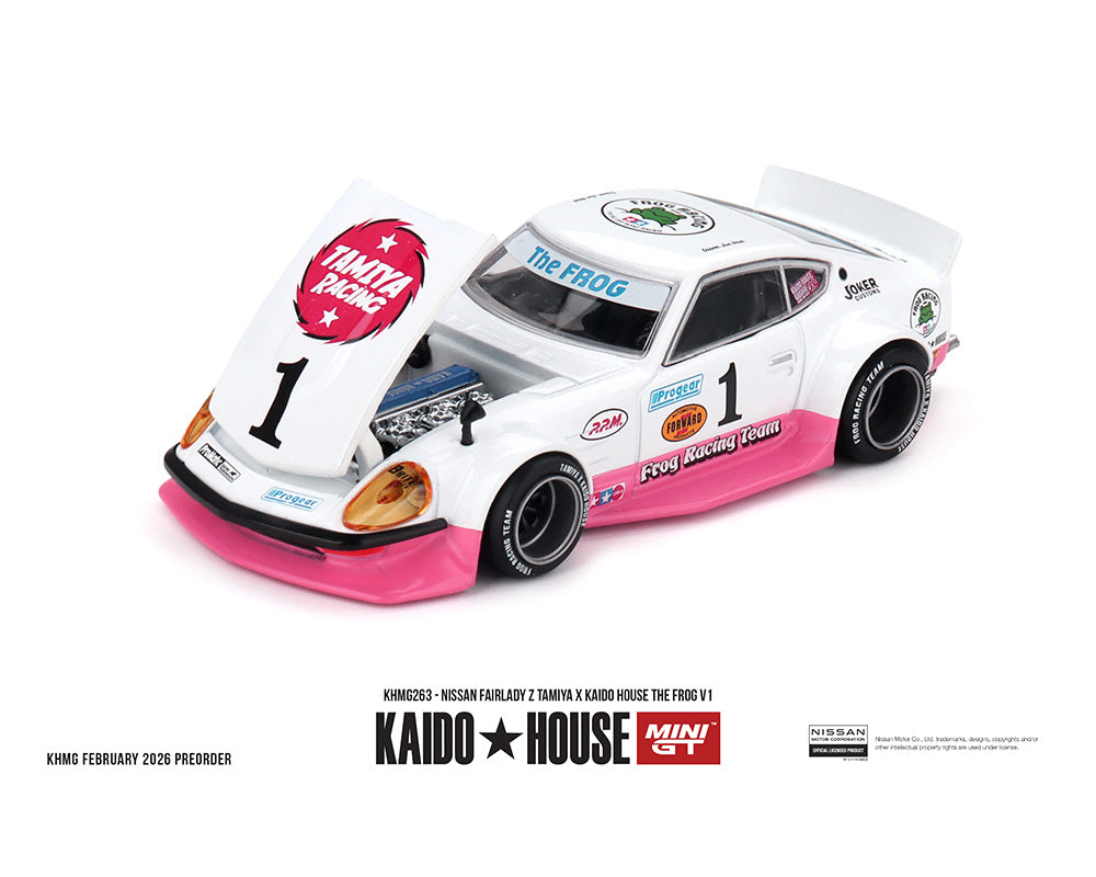 [Pre-Order] Kaido House x Mini GT 1:64 Nissan Fairlady Z Tamiya x Kaido House The Frog V1 – White/Pink