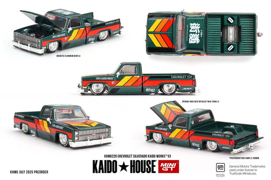 [Pre-Order] Kaido House x Mini GT 1:64 Chevrolet Silverado KAIDO WORKS V3 -Dark Green
