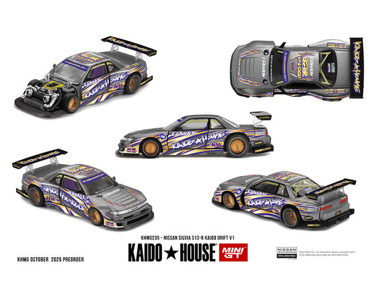 [Pre-Order] Kaido House x Mini GT Nissan Silvia S13-R Kaido Drift V1 Greddy – Gunmetal Gray