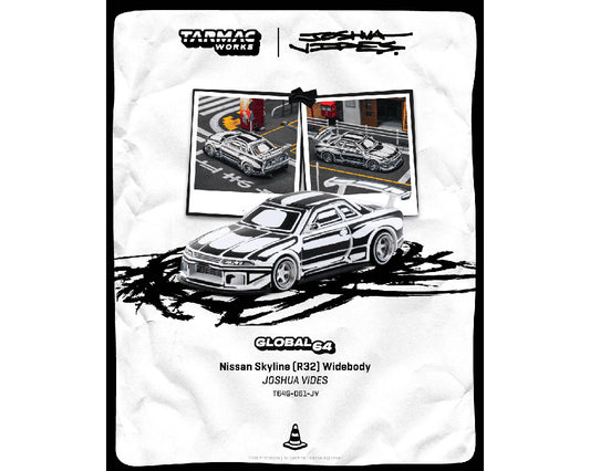 [Pre-Order] Tarmac Works 1:64 Nissan Skyline (R32) Widebody – Designed by JOSHUA VIDES – Matte White – Global64