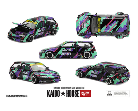 [Pre-Order] Kaido House x Mini GT 1:64 Honda Civic (EF) Kaido Works HKS