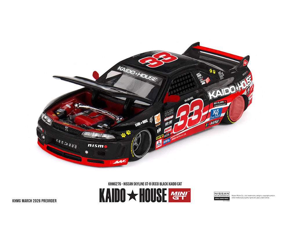 [Pre-Order] Kaido House x Mini GT 1:64 Nissan Skyline GT-R (R33) Black Kaido Cat – Limited Edition
