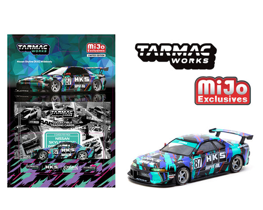 [Pre-Order] Tarmac Works 1:64 Nissan Skyline (R32) Widebody Jonsibal Designworks & HKS with Card Pack – Blue, Green, Black – Tarmac Cards MiJo Exclusives Limited Edition