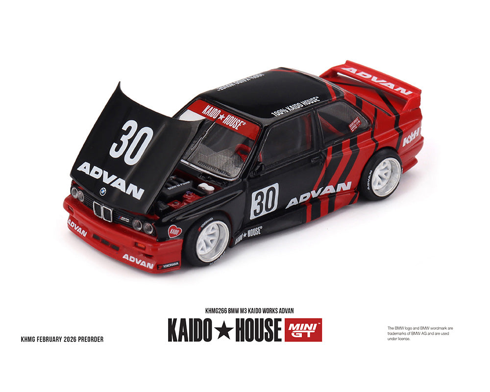 [Pre-Order] Kaido House x Mini GT 1:64 BMW M3 Kaido Works Advan – Black/Red