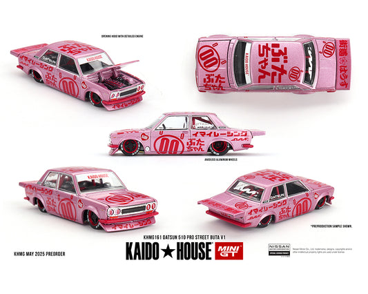 [Pre-Order] Kaido House x Mini GT 1:64 Datsun 510 Pro Street Buta V1 – Pink