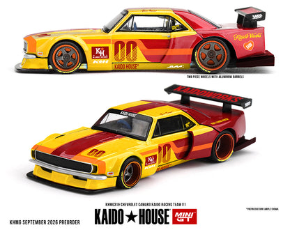 [Pre-Order] Kaido House x Mini GT Chevrolet Camaro Kaido Racing Team V1- Red with Yellow Two-Tone